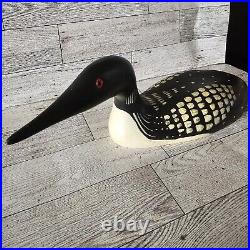 Vintage 1986 Loon Black Wood Duck Decoy, Signed