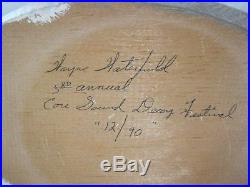 Vintage 1990 Wayne Waterfield Signed Carved Wooden Duck Decoy