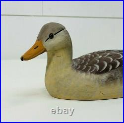 Vintage 1991 Wood Heavily Carved Duck Decoy Hand Painted Signed B Hayes
