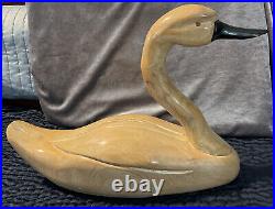 Vintage 21 Wood Carved Swan Duck Decoy