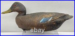 Vintage 50's Wooden Duck Decoy Hand Carved 18 Glass Eyes Mallard Hen Detailed