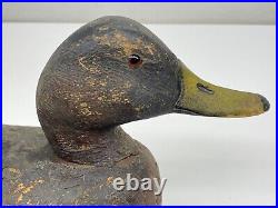 Vintage 50's Wooden Duck Decoy Hand Carved 18 Glass Eyes Mallard Hen Detailed