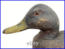 Vintage 50's Wooden Duck Decoy Hand Carved 18 Glass Eyes Mallard Hen Detailed