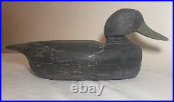 Vintage 69 Tuckerton carved wood Folk Art hollow body black duck decoy sculpture