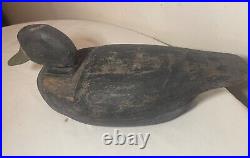 Vintage 69 Tuckerton carved wood Folk Art hollow body black duck decoy sculpture