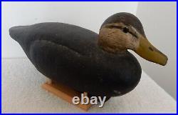 Vintage Antique Black Duck Wood & Cork Decoy Very Handsome