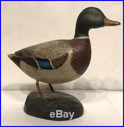 Vintage Antique Miniature Wooden Duck Mallard Drake Decoy
