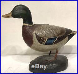 Vintage Antique Miniature Wooden Duck Mallard Drake Decoy