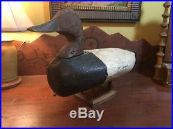 Vintage Antique Old Wooden Working Early North Carolina Canvasback Duck Decoy