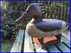 Vintage Antique Old Wooden Working Early VA Merganser Hen Duck Decoy