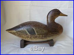Vintage Antique Old Working Black Duck or Mallard Decoy, Hollow Body