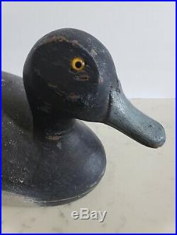 Vintage Antique Wooden Duck Decoy Large Glass Eyes