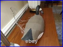 Vintage Artist Signed Wooden Canadian Goose Duck Decoy Wire Over Canvas Expert