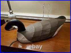 Vintage Artist Signed Wooden Canadian Goose Duck Decoy Wire Over Canvas Expert