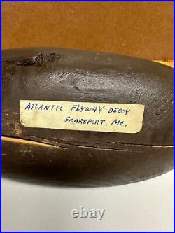 Vintage Atlantic Flyway Duck Decoy Painted Wood Carved Unsigned Searsport Maine