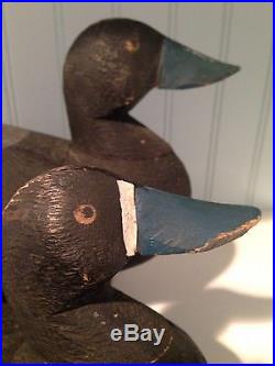 Vintage Bluebill Duck Decoy PAIR Oliver King Port Severin, Ontario c1940