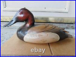 Vintage Bob Hayden Signed Drake Canvasback Carved Wood Duck Decoy Full Size