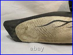 Vintage Bufflehead Duck Decoy, Glass Eyes, Hollow, Wood, Leather Tie Loop