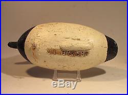 Vintage Canvasback Drake Duck Decoy by James Holly BRANDED ca. 1900's