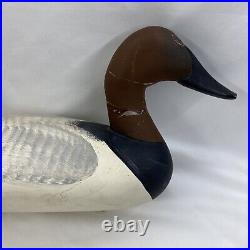 Vintage Canvasback Drake Duck Solid Wood Decoy Upper Bay MD 1940s-1950s Cracked