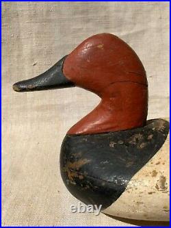 Vintage Canvasback Duck Decoy by James Currier, repaint