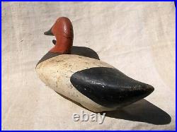 Vintage Canvasback Duck Decoy by James Currier, repaint