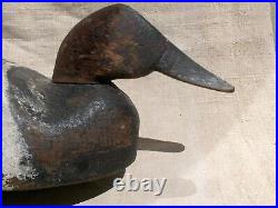 Vintage Canvasback Duck Decoy, semi-hollow, keel, low head, no eyes
