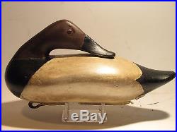 Vintage Canvasback Sleeper Drake Duck Decoy by Madison Mitchell S&D 1942 OWR