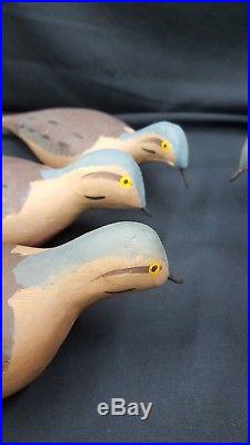Vintage Captain Harry Jobes Hand Carved Coot Duck Decoys Set of 6 All Signed