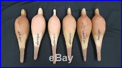Vintage Captain Harry Jobes Hand Carved Coot Duck Decoys Set of 6 All Signed