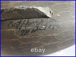Vintage Captan Harry Jobes Signed & Dated 1989 Black Duck Wooden Decoy