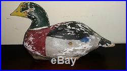 Vintage Carved Wood Duck Decoy 1941 Signed Lead Weight Solid Best Offers