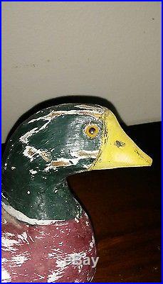 Vintage Carved Wood Duck Decoy 1941 Signed Lead Weight Solid Best Offers