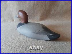 Vintage Carved Wood RedHead Duck Decoy signed R Madison Mitchell