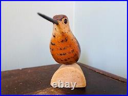 Vintage Carved Wood Shore Bird Decoy Woodcock by Jim & Pat Slack Folk Art