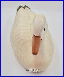 Vintage Carvers Big Sky Rare Carved Wooden Duck Decoy White with Black Tail