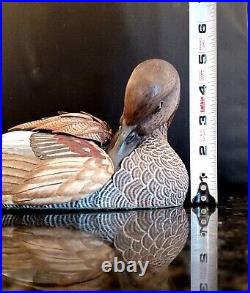 Vintage Chris Gosset Signed Preening Gadwall Duck Decoy Limited Edition 701/2000