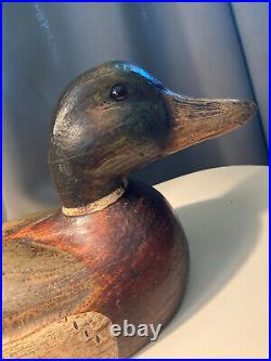 Vintage Collectible Mallard Decoy Duck Hand Carved 1970s Temecula Stamped 15