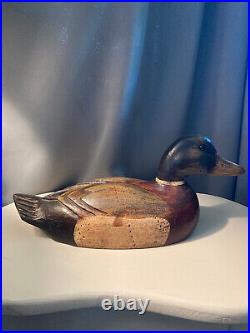 Vintage Collectible Mallard Decoy Duck Hand Carved 1970s Temecula Stamped 15