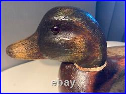 Vintage Collectible Mallard Decoy Duck Hand Carved 1970s Temecula Stamped 15