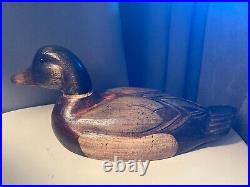 Vintage Collectible Mallard Decoy Duck Hand Carved 1970s Temecula Stamped 15