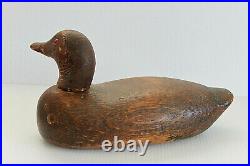 Vintage DUCK DECOY Primitive Hand Carved Wood withRed Glass Eyes