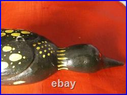 Vintage Dfd Perkins Duluth Fish Decoy Wood Duck Loon Glass Eyes Handcrafted