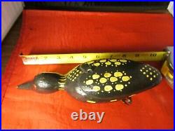 Vintage Dfd Perkins Duluth Fish Decoy Wood Duck Loon Glass Eyes Handcrafted