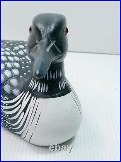 Vintage Down East Duck Decoy Common Loon Solid Wood Made In Ellsworth Maine