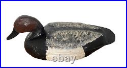 Vintage Drake Canvasback Solid Wood Carved Glass Eyes Duck Decoy