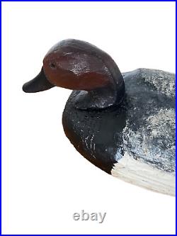 Vintage Drake Canvasback Solid Wood Carved Glass Eyes Duck Decoy