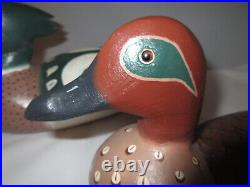 Vintage Drake & Hen Glass Eye Wood Duck Decoys Signed George Porter WI