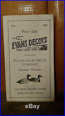 Vintage Duck Decoy-Evans Mallard Drake