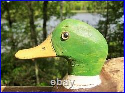 Vintage Duck Decoy Mallard Drake M. Goode Kingston Ontario Glass Eyes